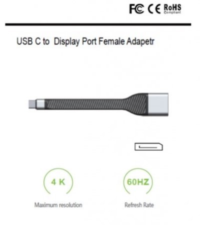 USB Type C to Display Port Female Adapter