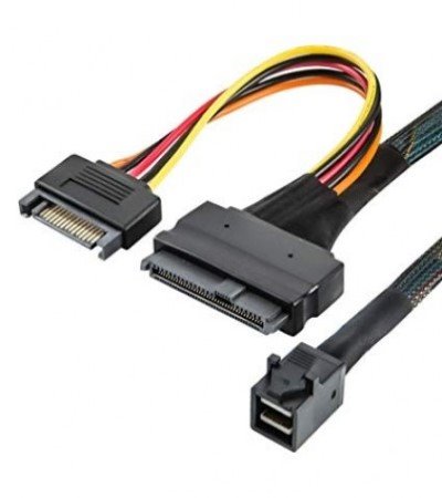 SFF-8643 HDmini SAS to SFF-8639 Female U.2 HD w/SATA 15 Pin power
