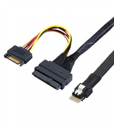 SFF-8654 SlimLine SAS to SFF-8639 Female U.2 HD w/SATA 15 Pin power