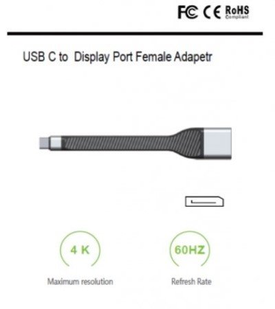 USB Type C to Display Port Female Adapter